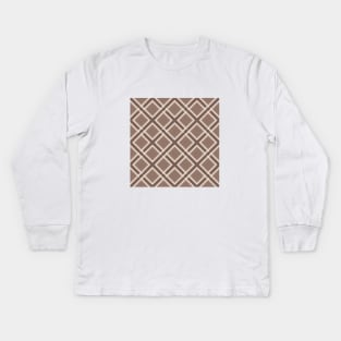 Brown tartan Kids Long Sleeve T-Shirt